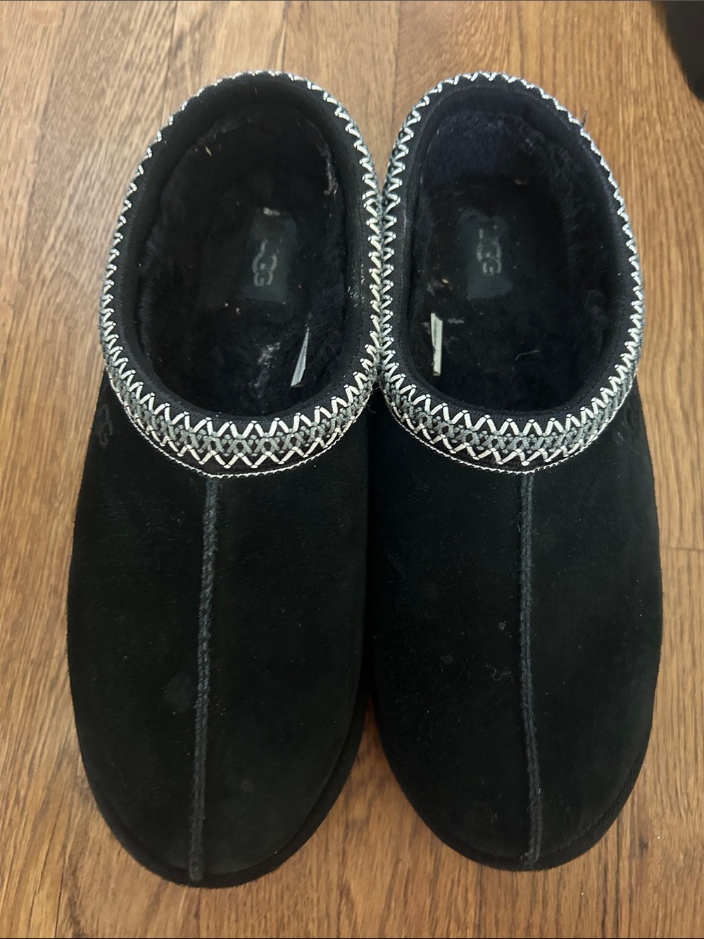 UGG Men's Black Suede Slip-On Moccasin with Contrast Stitching